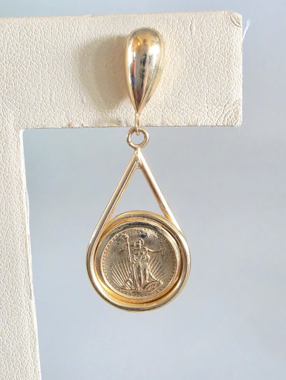 Walking Liberty Miniature Coin 14k Gold Earrings - Picture 11 of 15
